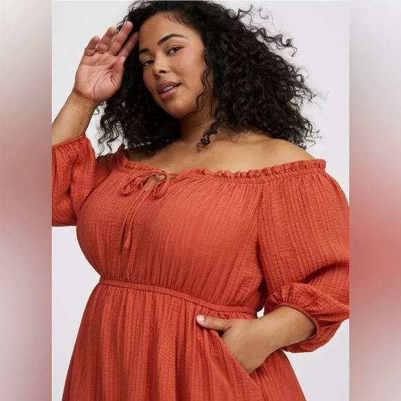 Torrid Textured Viscose Off-Shoulder Maxi Dress - Size 1X - NWT!!! - Picture 4 of 11